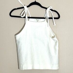 Madewell Cami Tank Small Off White Ribbed Apron Tank Babydoll Coquette NWT